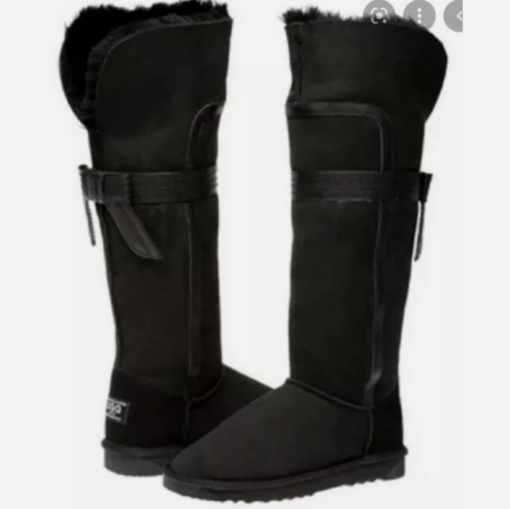 Ugg Genevieve Over The Knee Boots Suede Leather Fur Bows Designer Luxury #159